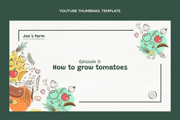 Free vector hand drawn food youtube thumbnail