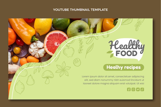 Free vector hand drawn food youtube thumbnail