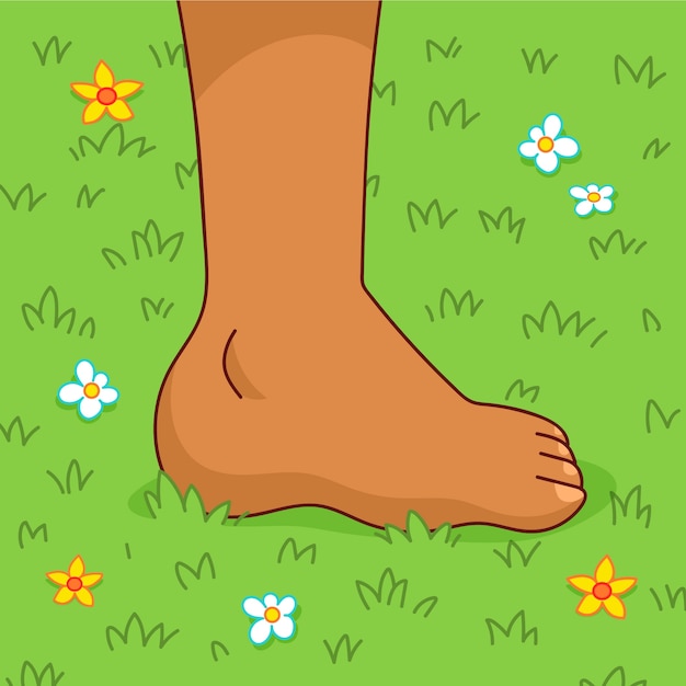 Бесплатное векторное изображение Иллюстрация карикатуры на ноге, нарисованная вручную