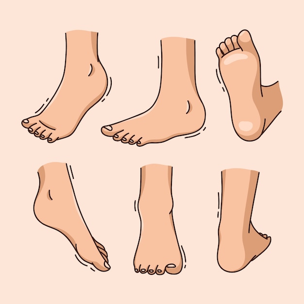 Hand drawn foot  cartoon illustration