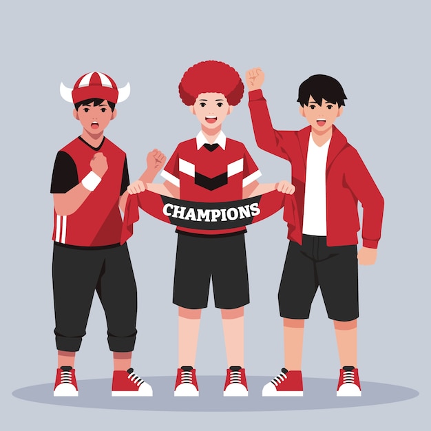 Hand drawn football fans illustration