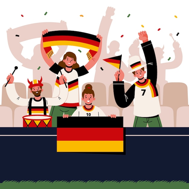 Free vector hand drawn football fans illustration