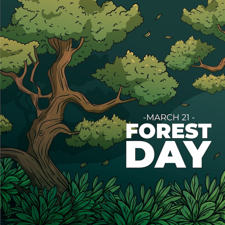 Free Vector hand drawn forest day illustration