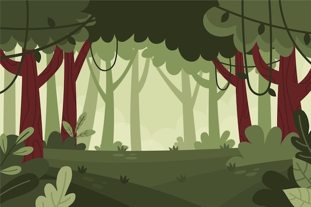 Free Vector hand drawn forest landscape