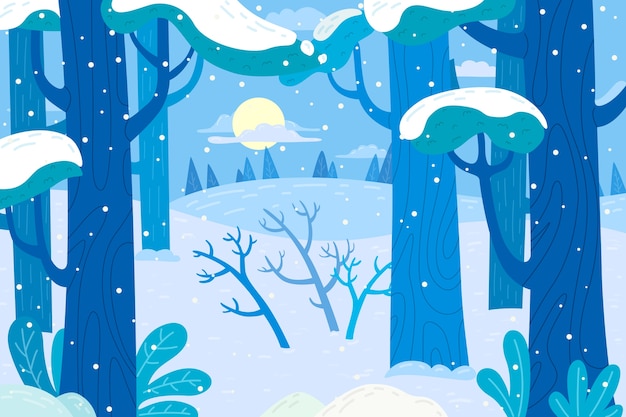 Free vector hand drawn forest landscape