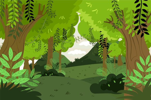 Free Vector hand drawn forest landscape