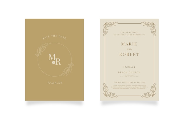 Free vector hand drawn formal wedding invitation