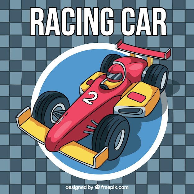 Hand drawn formula 1 racing car