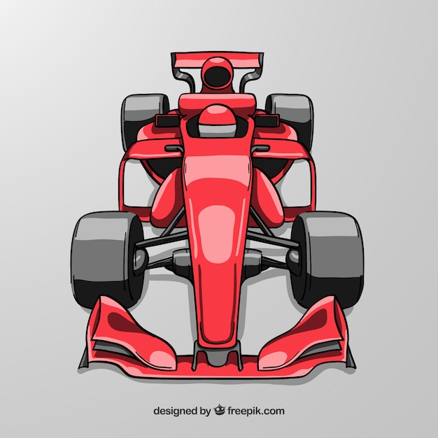 Vettore gratuito auto da corsa di formula 1 disegnata a mano