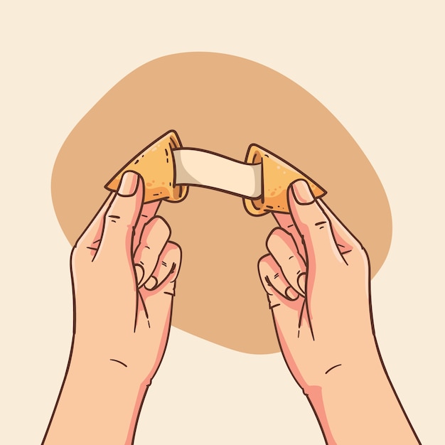 Hand drawn fortune cookie illustration