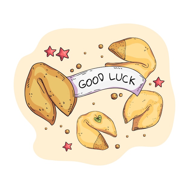 Free vector hand drawn fortune cookie illustration