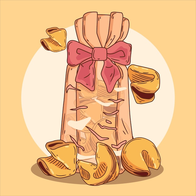 Hand drawn fortune cookie illustration