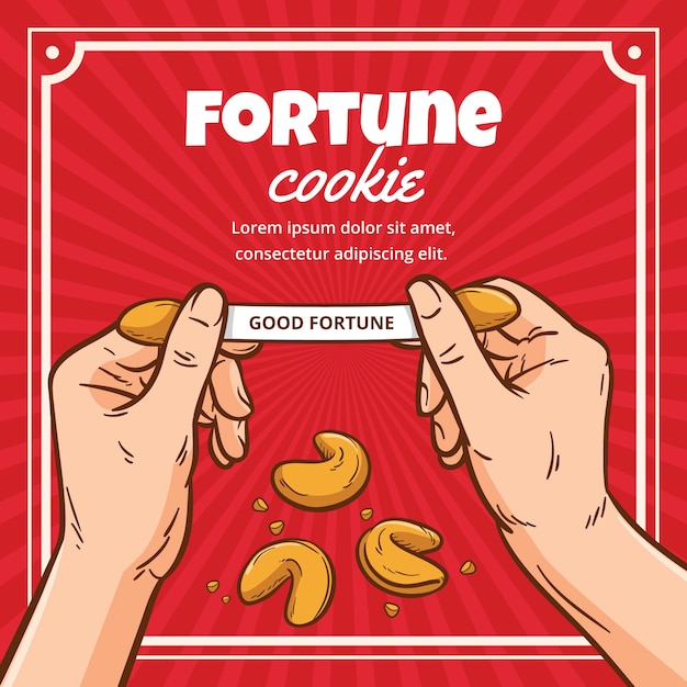 Free vector hand drawn fortune cookie illustration