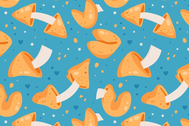 Hand drawn fortune cookie pattern