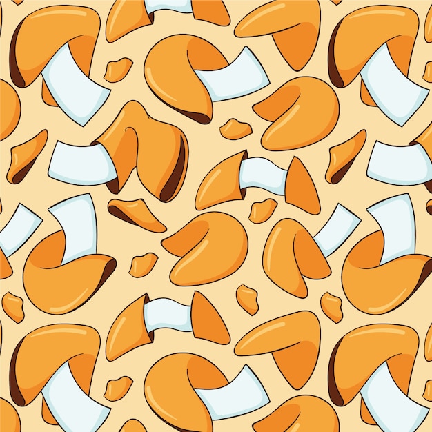 Hand drawn fortune cookie pattern