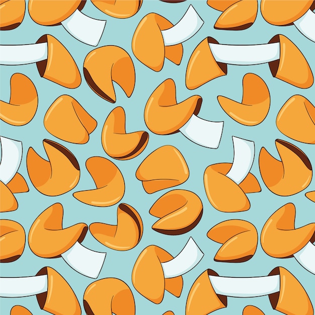 Hand drawn fortune cookie pattern