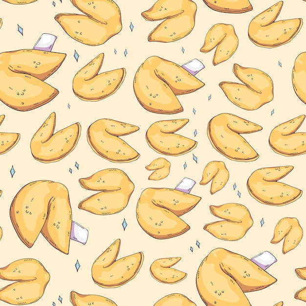 Free vector hand drawn fortune cookie pattern