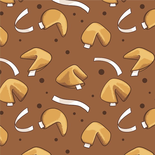 Hand drawn fortune cookie pattern