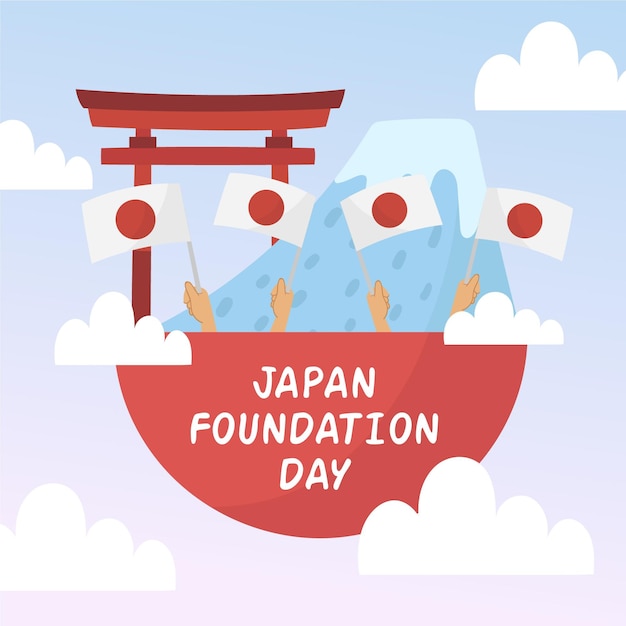 Free vector hand drawn foundation day japan