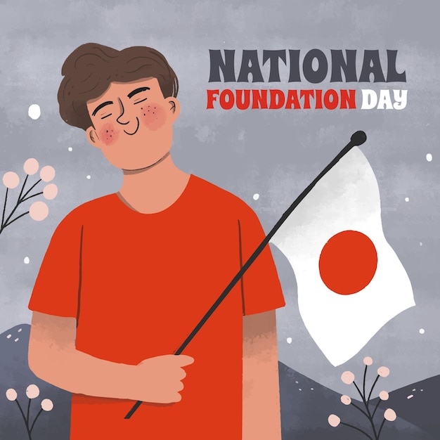 Free vector hand drawn foundation day japan