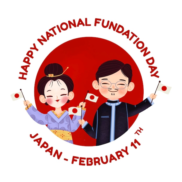 Hand drawn foundation day japan