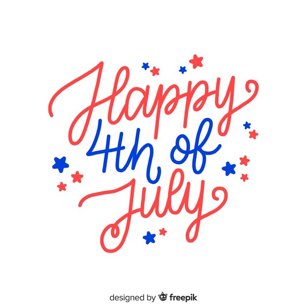 Hand drawn fourth of july lettering