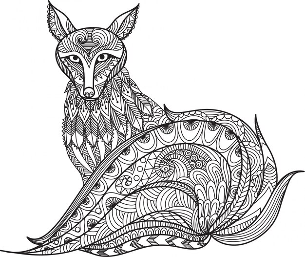 Hand drawn fox background