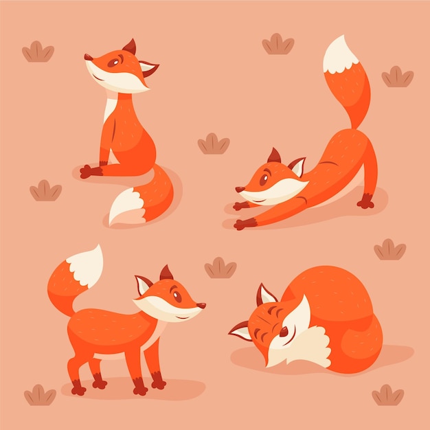 Free vector hand drawn fox collection