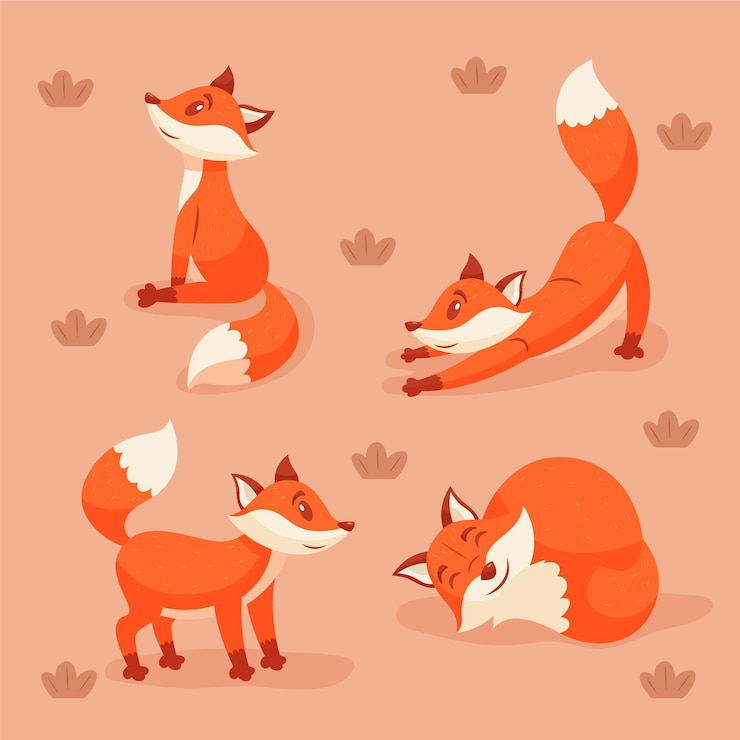 Free Vector hand drawn fox collection