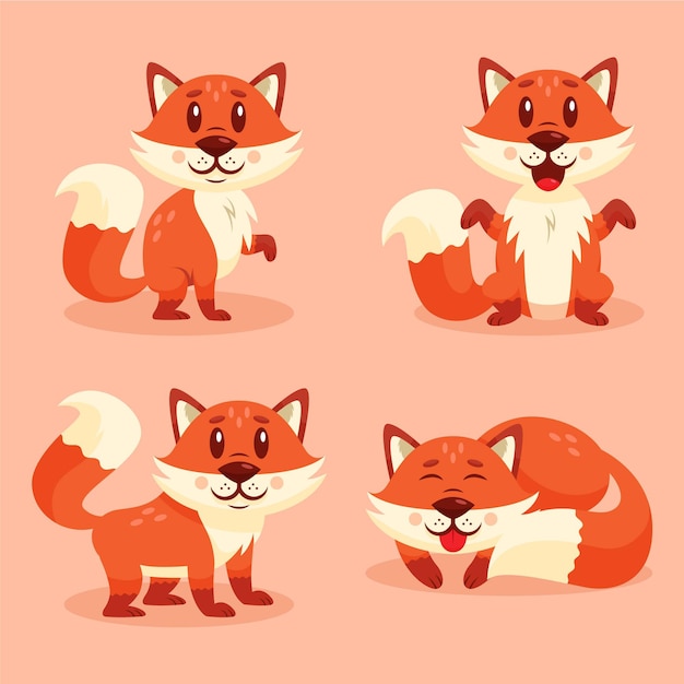 Free Vector hand drawn fox collection