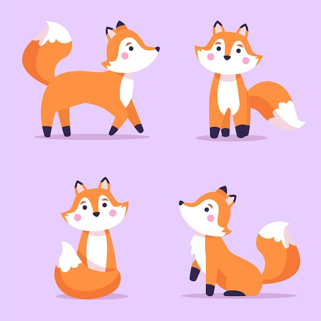 Free vector hand drawn fox collection