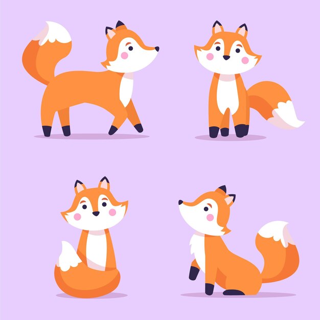 Hand drawn fox collection