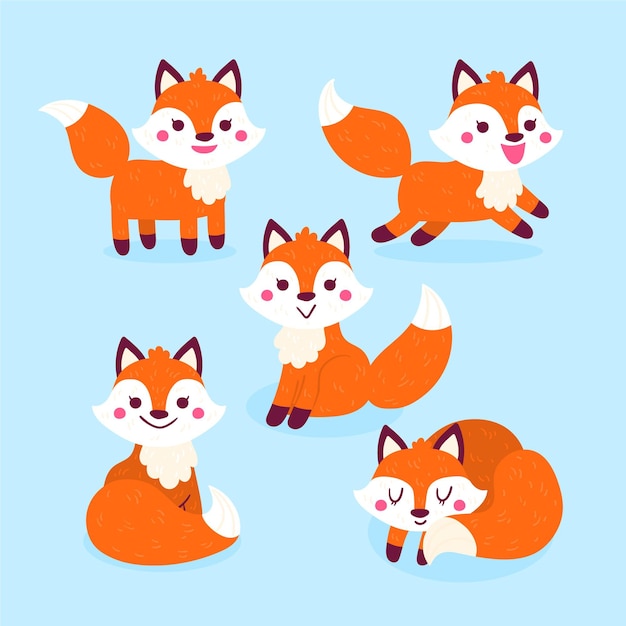 Hand drawn fox collection