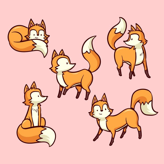 Hand drawn fox collection