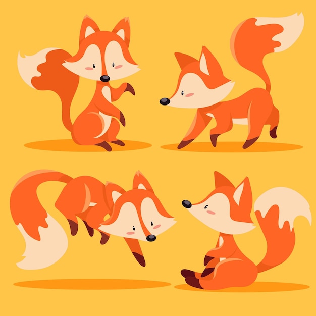 Free Vector hand drawn fox collection