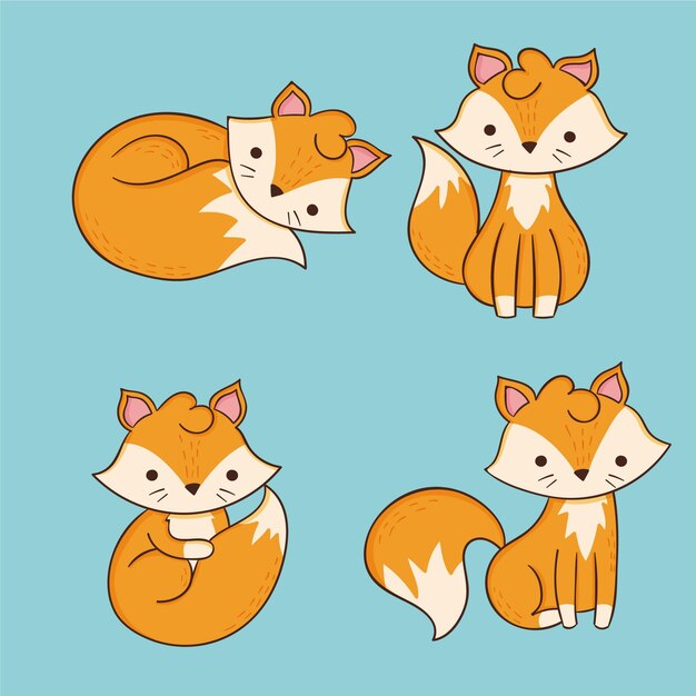 Free vector hand drawn fox collection