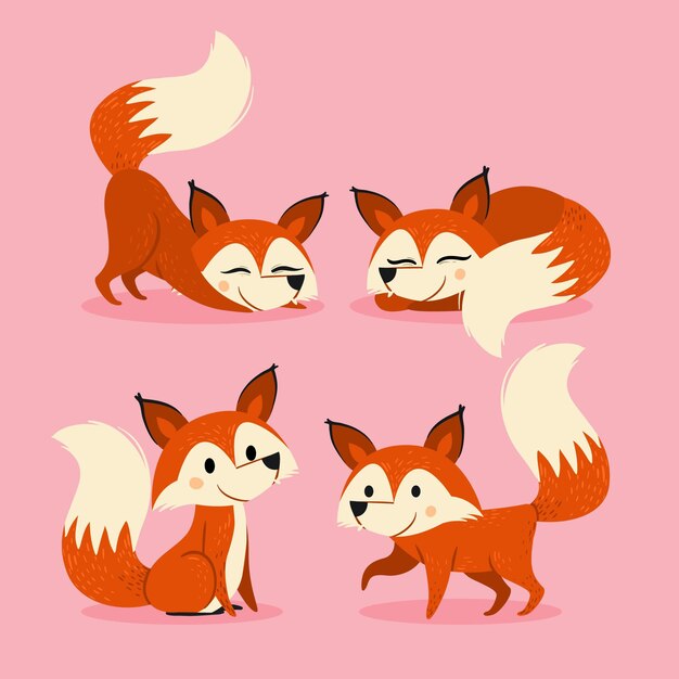 Hand drawn fox collection