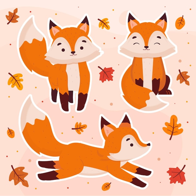 Free vector hand drawn fox collection