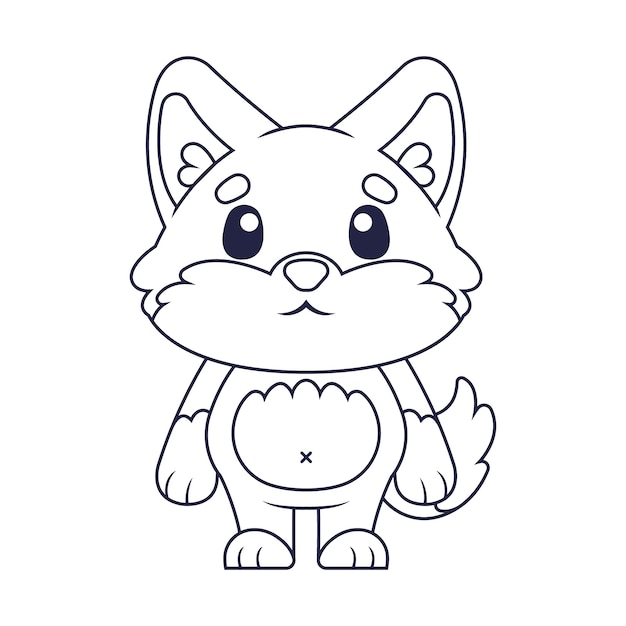 Hand drawn fox outline illustration