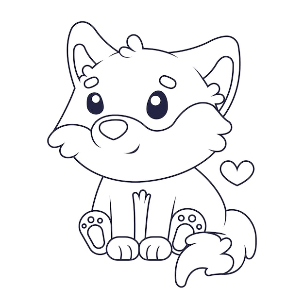 手描いたキツネの輪郭のイラスト