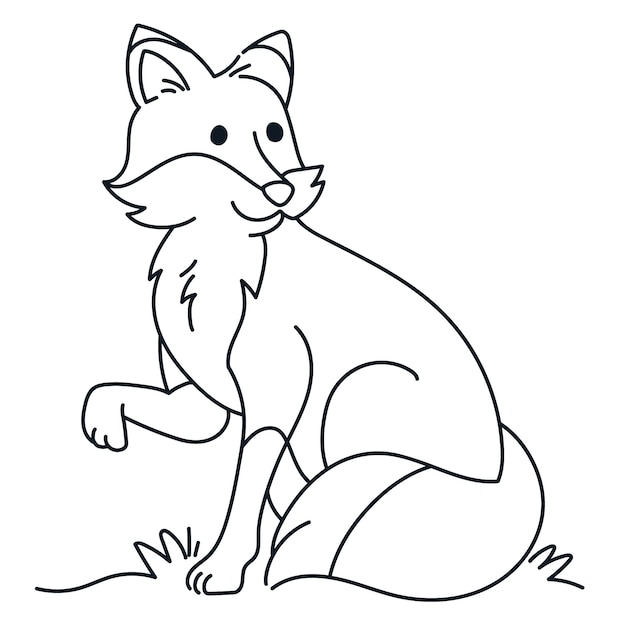 Hand drawn fox outline illustration