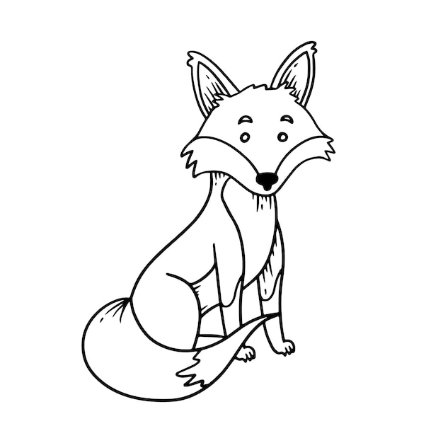 Hand drawn fox outline illustration