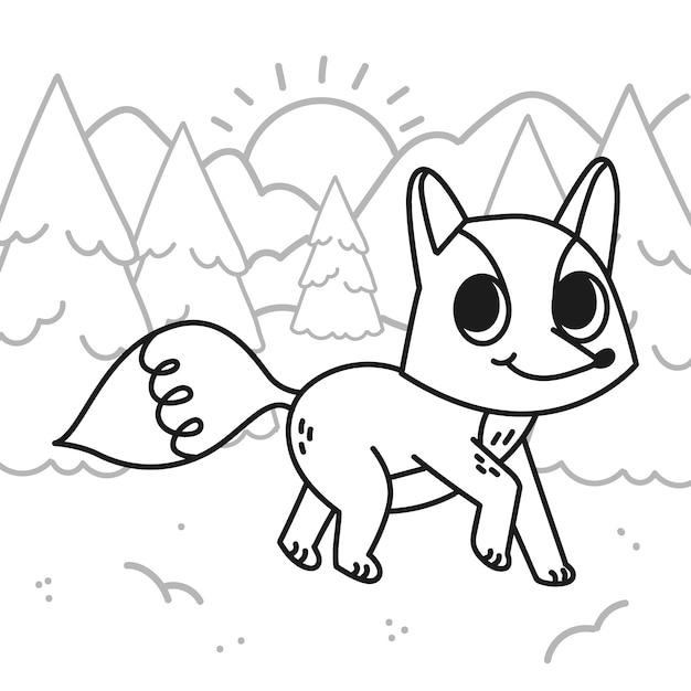 Free vector hand drawn fox outline illustration