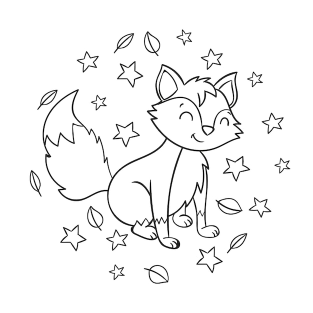 Free vector hand drawn fox outline illustration