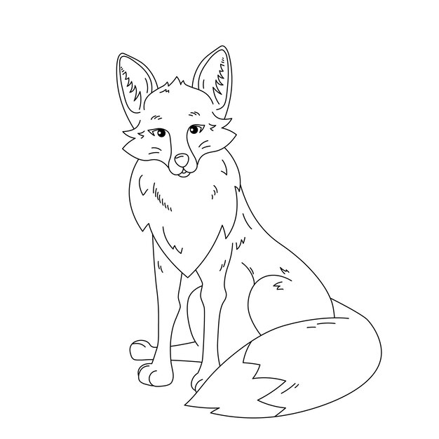 Нарисованная рукой иллюстрация наброска лисы