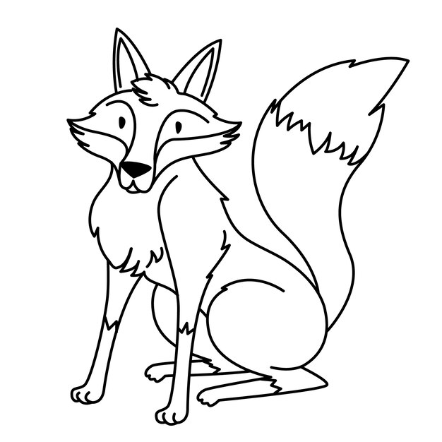 Hand drawn fox outline illustration