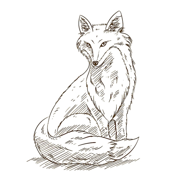 Free vector hand drawn fox outline illustration