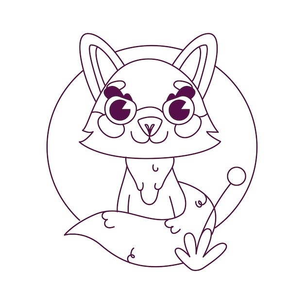 Hand drawn fox outline illustration