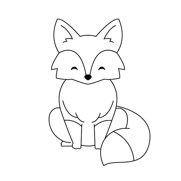 Hand drawn fox outline illustration