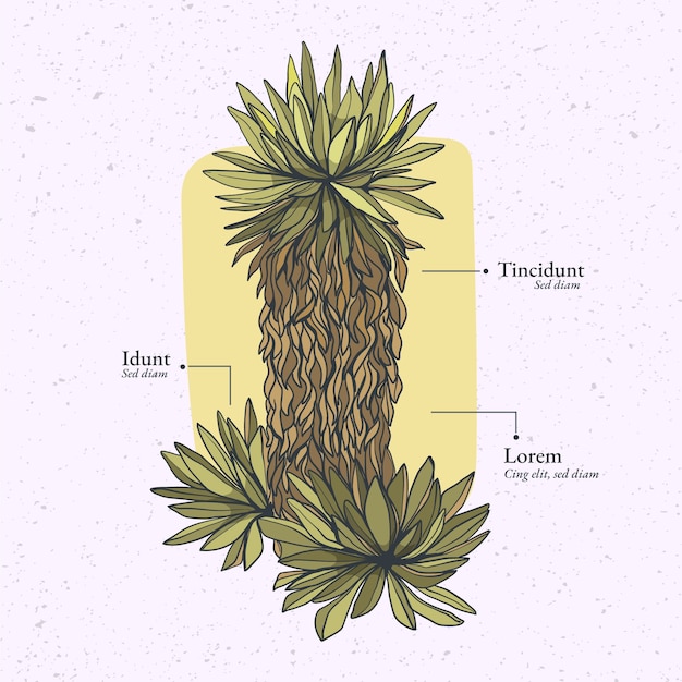 Illustrativo della pianta di frailejon disegnato a mano